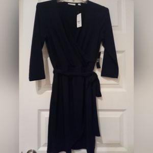 NEW NY&Co Navy Faux Wrap Dress Medium Petite NWT